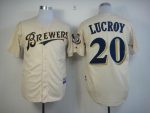 Brewers #20 Jonathan Lucroy Cream YOUniform Cool Base Stitched Jersey