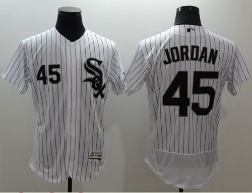 White Sox #45 Michael Jordan White(Black Strip) Flexbase Authentic Collection Stitched Jersey