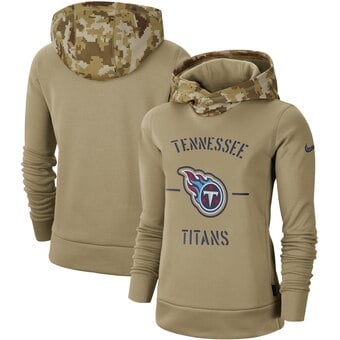 Tennessee Titans Khaki 2019 Salute To Service Therma Pullover Hoodie(Run Small)