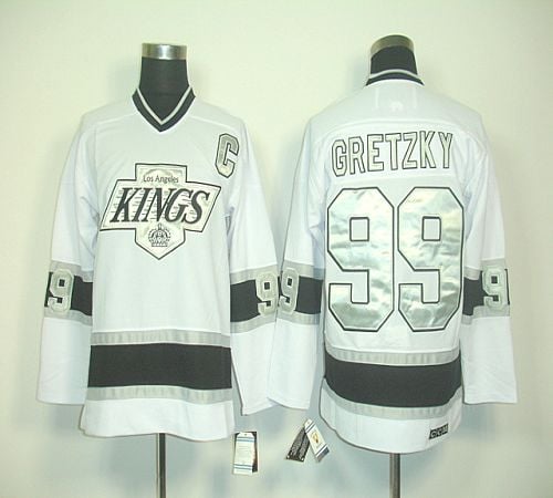 Kings #99 Wayne Gretzky White CCM Throwback Stitched Jersey