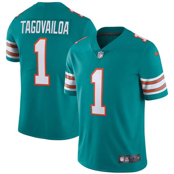 Miami Dolphins #1 Tua Tagovailoa Aqua Vapor Stitched Jersey
