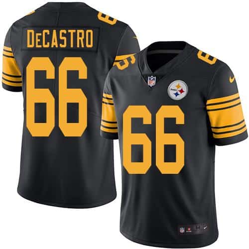 Steelers #66 David DeCastro Black Stitched Limited Rush Nike Jersey