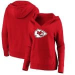 Kansas City Chiefs Red Primary Team Logo V-Neck Pullover Hoodie(Run Small)