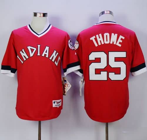 Indians #25 Jim Thome Red 1978 Turn Back The Clock Stitched Jersey