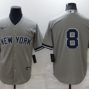 New York Yankees #8 Yogi Berr Grey Cool Base Stitched Baseball Jersey