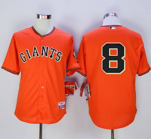 Giants #8 Hunter Pence Orange Old Style "Giants" Stitched Jersey