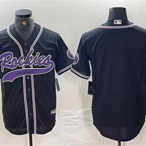 Colorado Rockies Blank Black Cool Base Stitched Jersey