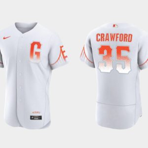 San Francisco Giants #35 Brandon Crawford White City Connect Flex Base Stitched Jersey