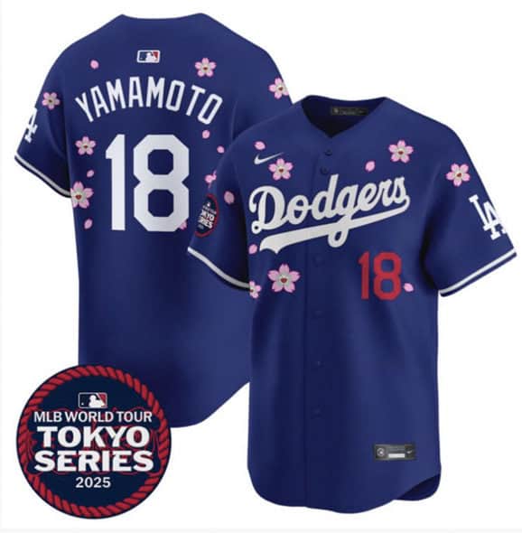 Los Angeles Dodgers #18 Yoshinobu Yamamoto Royal 2025 Tokyo Series Limited Stitched Jersey