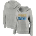 Los Angeles Chargers Heather Gray Stronger Together Crossover Neck Pullover Hoodie(Run Small)