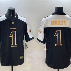 Philadelphia Eagles #1 Jalen Hurts Black Gold New F.U.S.E. Vapor Untouchable Limited Stitched Jersey