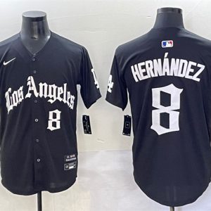 Los Angeles Dodgers #8 Enrique Hernandez Black Mexico 2025 LA Gothic Style With 2024 World Series Champions Patch Vapor Premier Limited Stitched Jersey