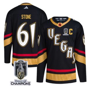 Vegas Golden Knights #61 Mark Stone Black 2023 Stanley Cup Champions Reverse Retro Stitched Jersey