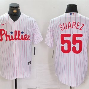 Philadelphia Phillies #55 Ranger Su¨¢rez White Cool Base Stitched Jersey