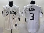 New York Yankees #3 Babe Ruth White 'Gothic Legacy Edition' Vapor Premier Limited Stitched Jersey