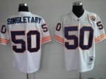 Mitchell Ness Bears #50 Mike Singletary White With Big Number Bear Patch Stitched Throwback Jersey