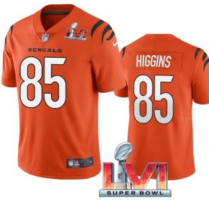 Cincinnati Bengals #85 Tee Higgins Orange 2022 Super Bowl LVI Vapor Limited Stitched Jersey