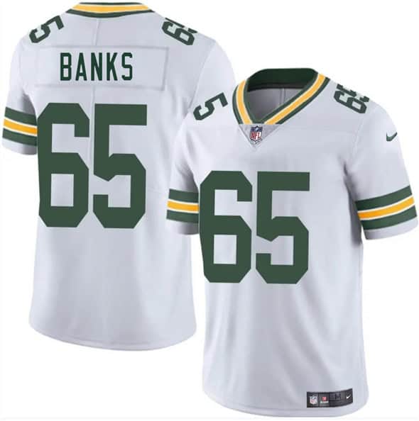 Green Bay Packers #65 Aaron Banks White 2025 Vapor Untouchable Limited Stitched Jersey