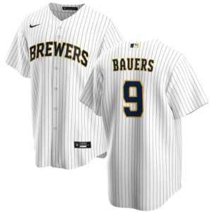 Milwaukee Brewers #9 Jake Bauers White Cool Base Stitched Jersey