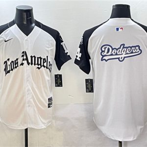 Los Angeles Dodgers Team Big Logo White Black Mexico 2025 LA Gothic Style With Fernando Patch Vapor Premier Limited Stitched Jersey