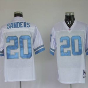 Mitchell Ness Lions #20 Barry Sanders White Stitched Throwback Jersey
