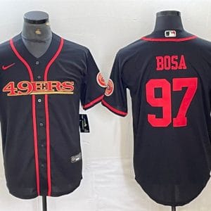 San Francisco 49ers #97 Nick Bosa Black With Patch Cool Base Stitched Jersey