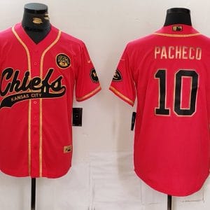 Kansas City Chiefs #10 Isiah Pacheco Red Gold Cool Base Stitched Jersey