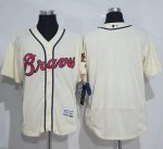 Braves Blank Cream Flexbase Authentic Collection Stitched Jersey