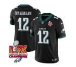 Philadelphia Eagles #12 Randall Cunningham Black 2025 Eagles Logo Super Bowl LIX Patch New F.U.S.E. Vapor Limited Stitched Jersey