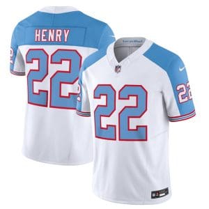 Tennessee Titans #22 Derrick Henry White Blue 2023 F.U.S.E. Vapor Limited Throwback Stitched Jersey