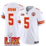 Kansas City Chiefs #5 Hollywood Brown White 2025 F.U.S.E. Super Bowl LIX Patch Vapor Untouchable Limited Stitched Jersey