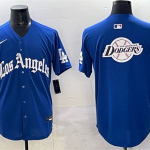 Los Angeles Dodgers Team Big Logo Blue 2025 LA Gothic Style With Fernando Patch Vapor Premier Limited Stitched Jersey