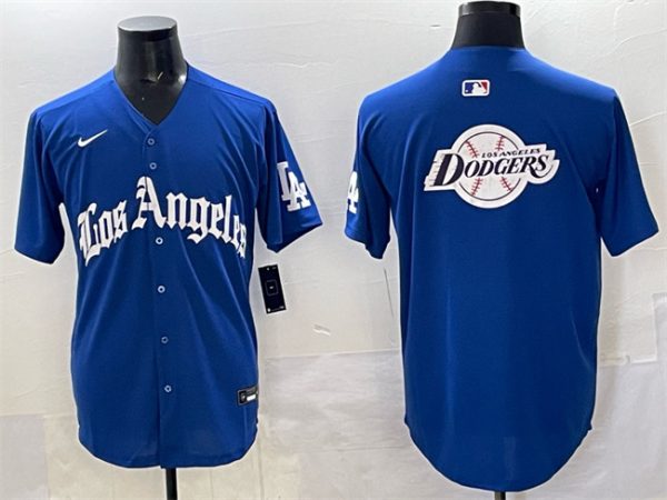 Los Angeles Dodgers Team Big Logo Blue 2025 LA Gothic Style With Fernando Patch Vapor Premier Limited Stitched Jersey