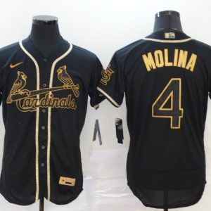 St. Louis Cardinals #4 Yadier Molina Black Golden Flex Base Stitched Jersey