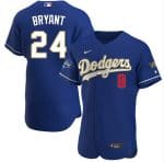 Los Angeles Dodgers Front #8 Back #24 Kobe Bryant Royal Blue Championship Sttiched Jersey