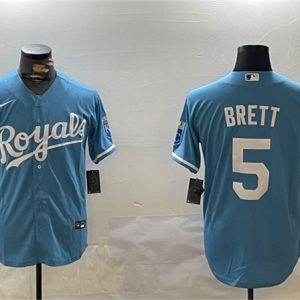 Kansas City Royals #5 George Brett Blue Cool Base Stitched Jersey