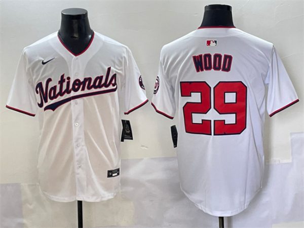 Washington Nationals #29 James Wood White Home Limited Stitched Jersey