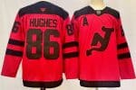 New Jersey Devils #86 Jack Hughes Red 2024-25 With A Patch Stitched Jersey