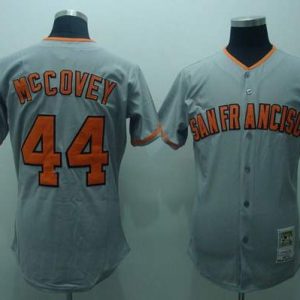 Mitchell And Ness Giants #44 McCovey Stitched Grey Throwback Jersey