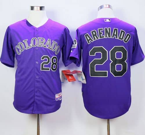 Rockies #28 Nolan Arenado Purple Cool Base Stitched Jersey