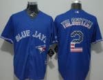 Blue Jays #2 Troy Tulowitzki Blue USA Flag Fashion Stitched Jersey