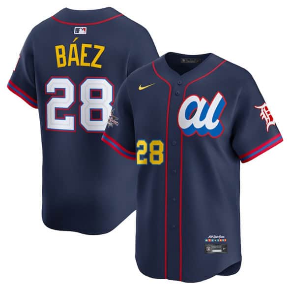American League #28 Javier B¨¢ez Navy 2025 All-Star Edition Limited Stitched Jersey