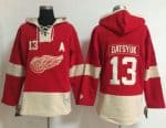 Detroit Red Wings #13 Pavel Datsyuk Red Old Time Lacer NHL Hoodie
