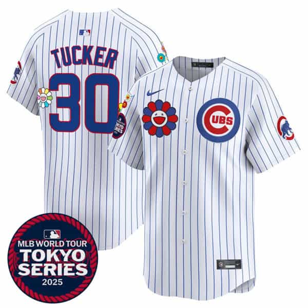 Chicago Cubs #30 Kyle Tucker White 2025 Tokyo Series Limited Stitched Jersey