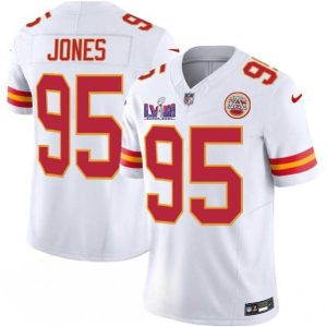 Kansas City Chiefs #95 Chris Jones White 2024 F.U.S.E. Super Bowl LVIII Patch Vapor Untouchable Limited Stitched Jersey