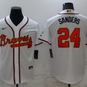 Atlanta Braves #24 Deion Sanders 2022 White Gold World Series Champions Program Cool Base Stitched Baseball Jersey