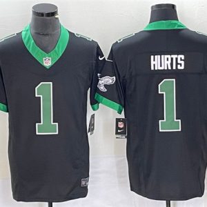 Philadelphia Eagles #1 Jalen Hurts Black 2023 F.U.S.E. Vapor Untouchable Stitched Jersey