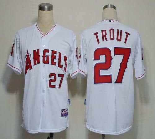 Angels Of Anaheim #27 Mike Trout White Cool Base Stitched Jersey