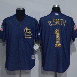 Cardinals #1 Ozzie Smith Denim Blue Salute To Service Stitched Jersey