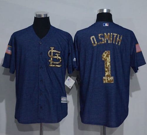 Cardinals #1 Ozzie Smith Denim Blue Salute To Service Stitched Jersey